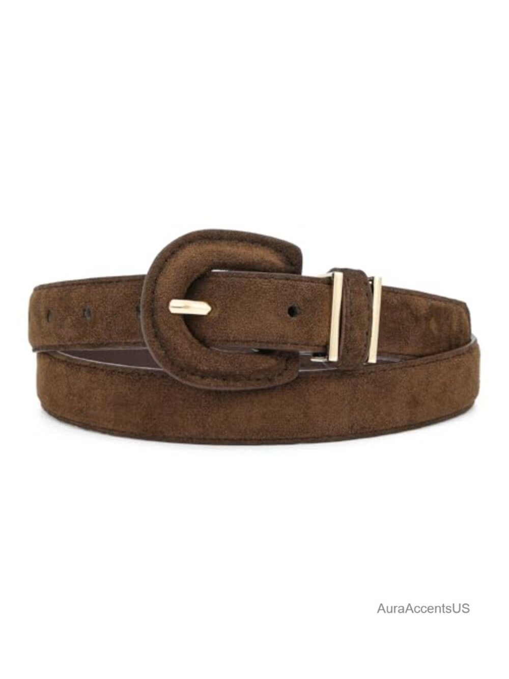 Skinny Waist Belt Suede Faux Leather Oval Covered Buckle Dress Accessory